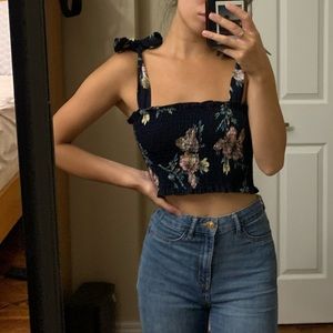 Navy floral tube top